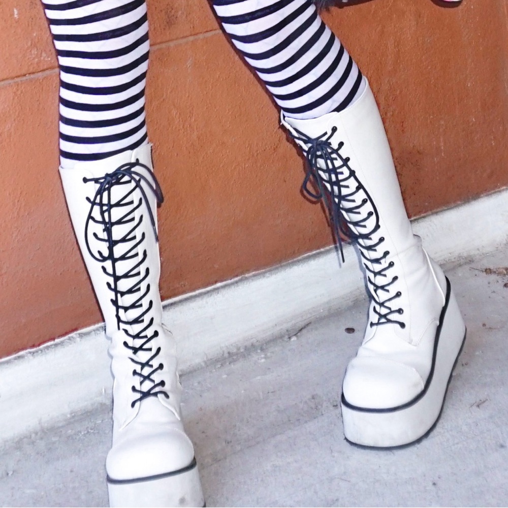 Demonia platform lace up combat boots